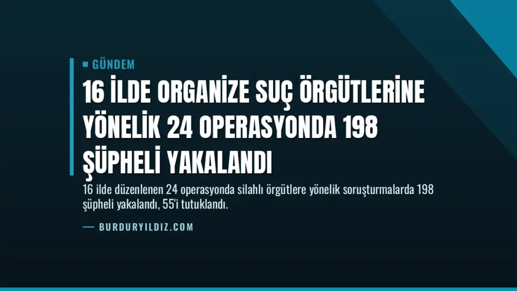 16 İlde Organize Suç Örgütlerine Yönelik 24 Operasyonda 198 Şüpheli Yakalandı