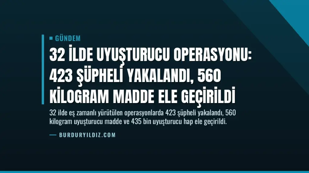 32 İlde Uyuşturucu Operasyonu: 423 Şüpheli Yakalandı, 560 Kilogram Madde Ele Geçirildi