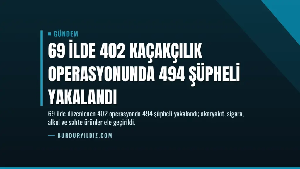 69 İlde 402 Kaçakçılık Operasyonunda 494 Şüpheli Yakalandı