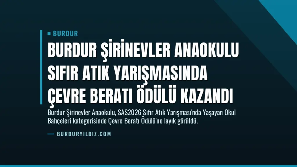 Burdur Şirinevler Anaokulu Sıfır Atık Yarışmasında Çevre Beratı Ödülü Kazandı