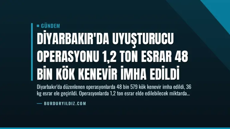 Diyarbakır’da Uyuşturucu Operasyonu 1,2 Ton Esrar 48 Bin Kök Kenevir İmha Edildi