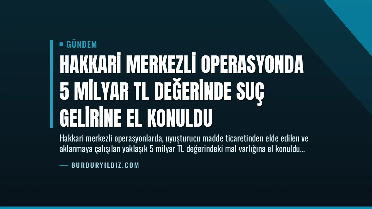 Hakkari Merkezli Operasyonda 5 Milyar TL Değerinde Suç Gelirine El Konuldu