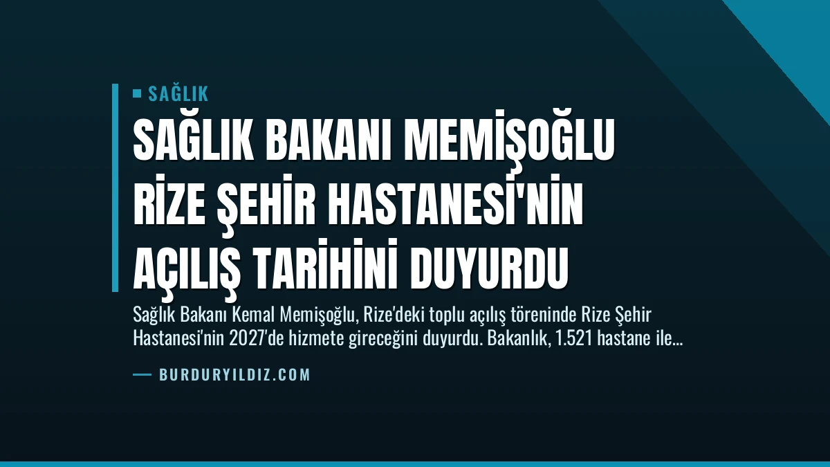 Sağlık Bakanı Memişoğlu Rize Şehir Hastanesi’nin Açılış Tarihini Duyurdu