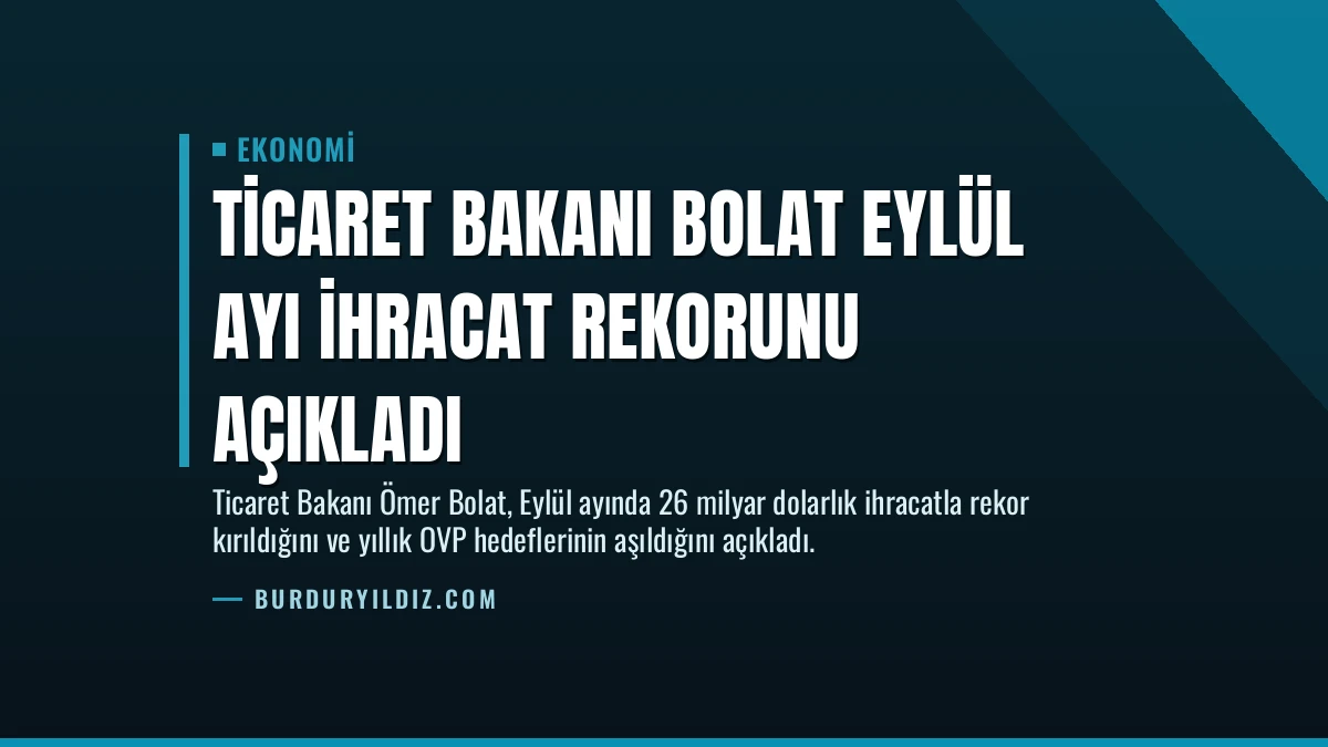 Ticaret Bakanı Bolat Eylül Ayı İhracat Rekorunu Açıkladı
