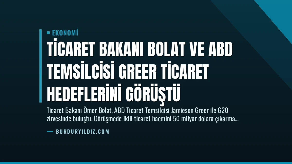 Ticaret Bakanı Bolat ve ABD Temsilcisi Greer Ticaret Hedeflerini Görüştü