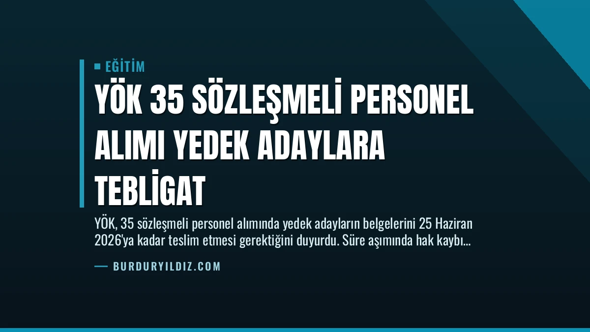 YÖK 35 Sözleşmeli Personel Alımı Yedek Adaylara Tebligat